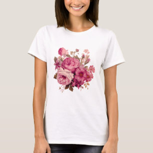 T-shirt Élégant Bouquet floral rose Rose vintage