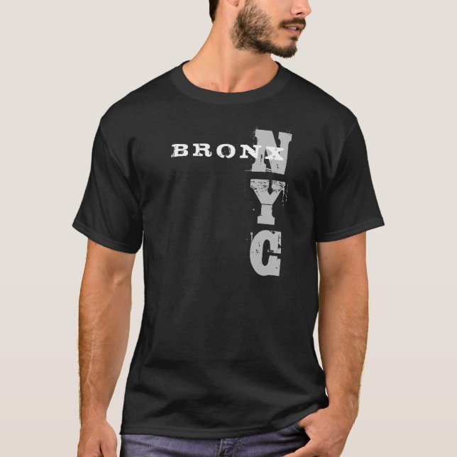 T-shirt Élégant Bronx Nyc Texte noir Design créatif (Devant)