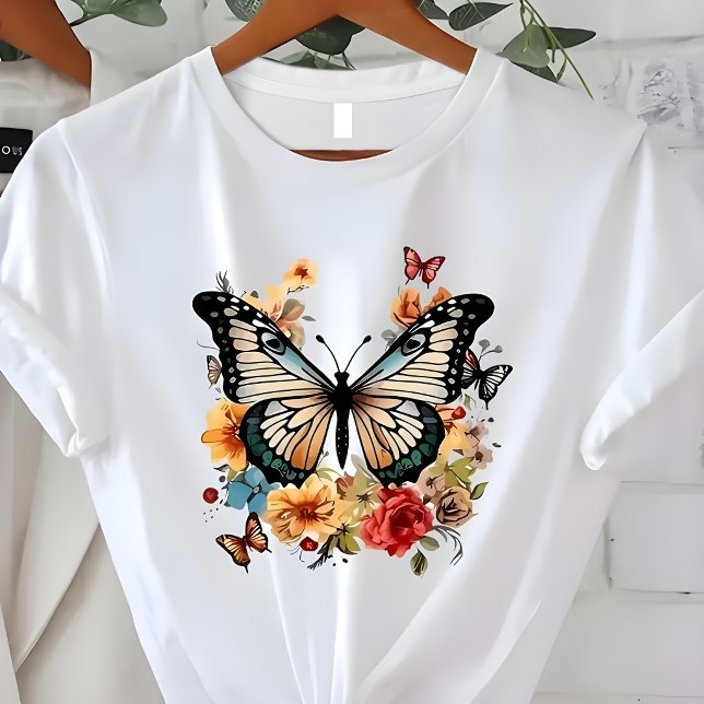 T-shirt Elegant Butterfly Floral Nature Graphic  (Créateur téléchargé)