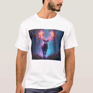 T-shirt Élégant Cerf d'Art Ligné Minimaliste