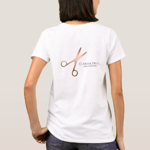 T-shirt Elégant ciseaux d'or rose moderne coiffeur