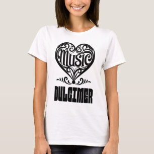 T-shirt Elégant Coeur défilé pour les amateurs de Dulcimer