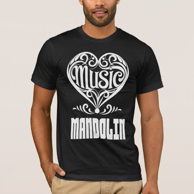 T-shirt Elégant Coeur défilé pour les amateurs de mandolin (Devant)