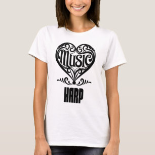 T-shirt Elégant Coeur défilé pour les amoureux de la harpe