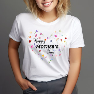 T-shirt Elégant coeur floral Bonne fête des mères