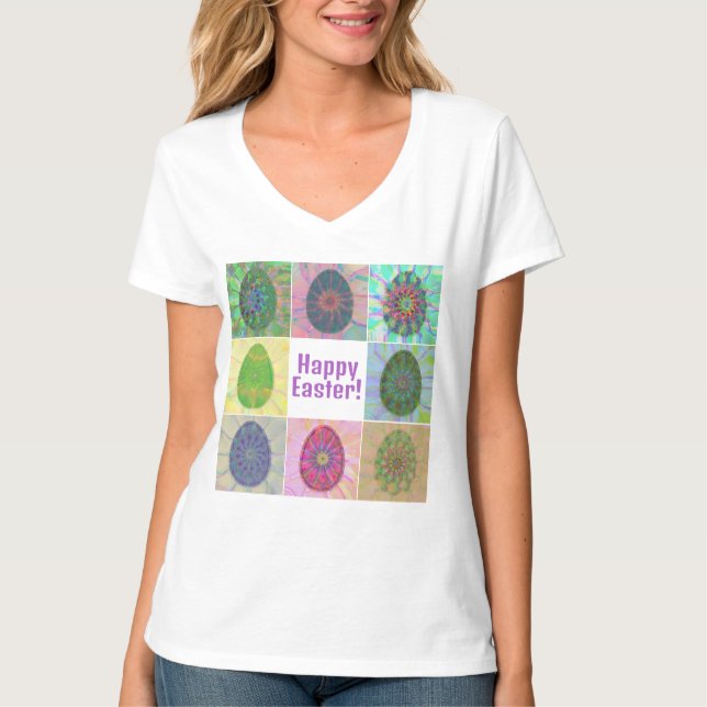 T-shirt Élégant collage d'oeufs colorés Abstraits (Devant)