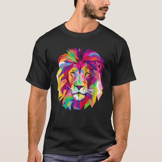 T-shirt Elégant Cool Lion Head T Shirt Design avec brillan (Devant)