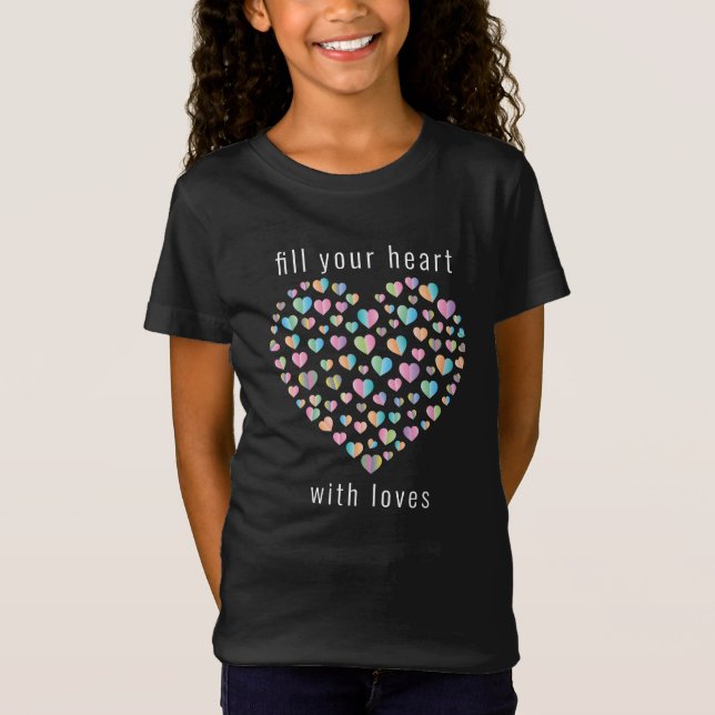 T-Shirt Elégant Cute Colorful Heart Motif Design (Devant)