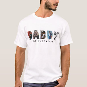 T-shirt Élégant DADDY 5 Photo Collage Happy Fête des pères