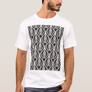 T-shirt Élégant damas floral, patte art nouveau sans soudu