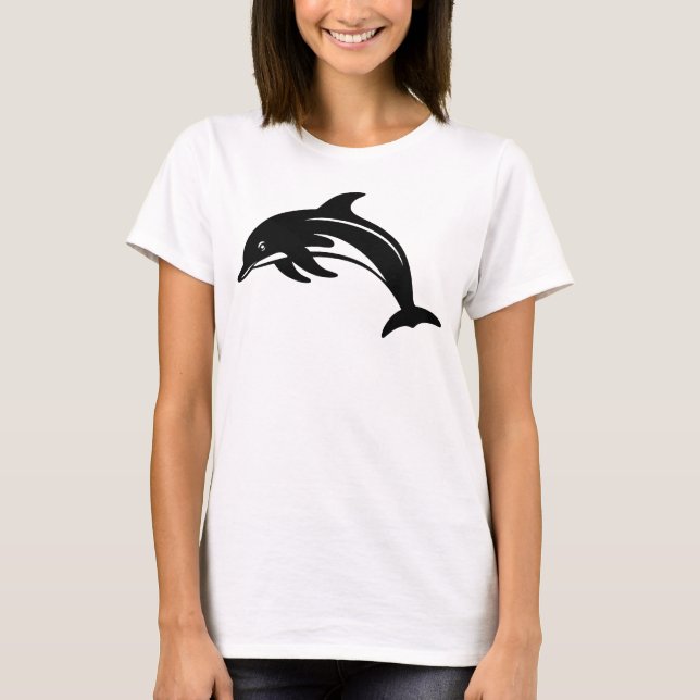 T-shirt Elégant dauphin Silhouette Inspiré Océan (Devant)