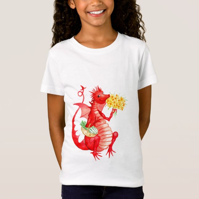 T-shirt élégant "de dragon rouge" du coton des (Devant)