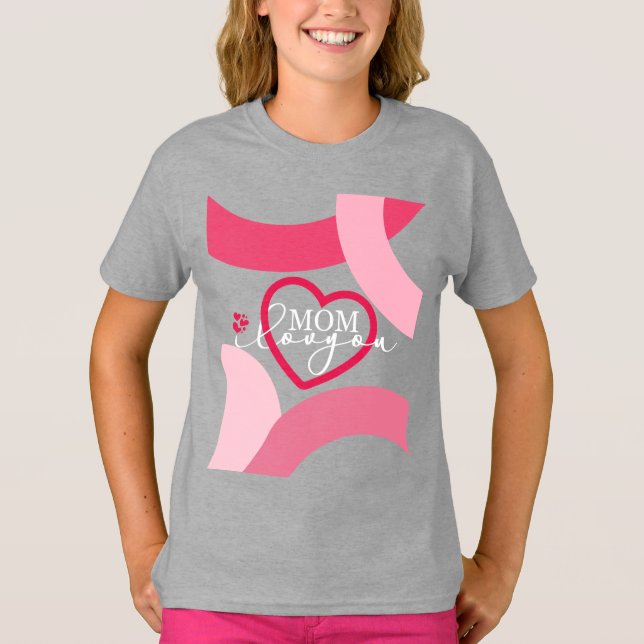T-shirt Elegant design texte Maman I Love You With Heart (Devant)
