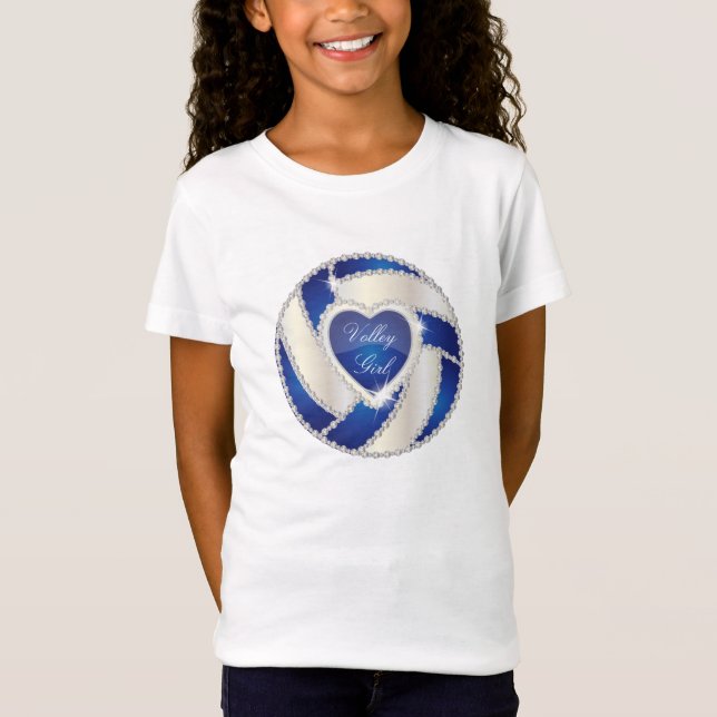 T-Shirt Élégant Diamond Heart Dark Blue Volleyball (Devant)