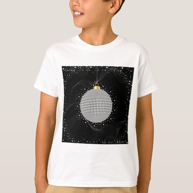 T-shirt Elegant Disco Ball Christmas Ornament (Devant)