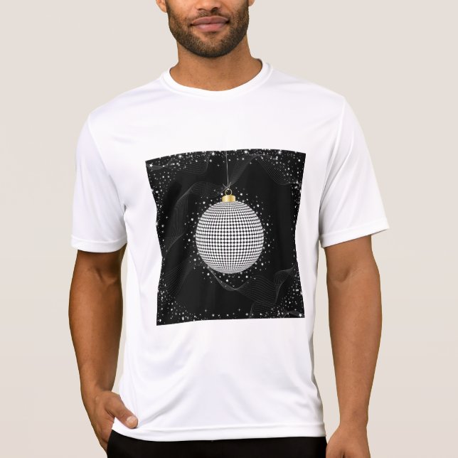 T-shirt Elegant Disco Ball Christmas Ornament (Devant)