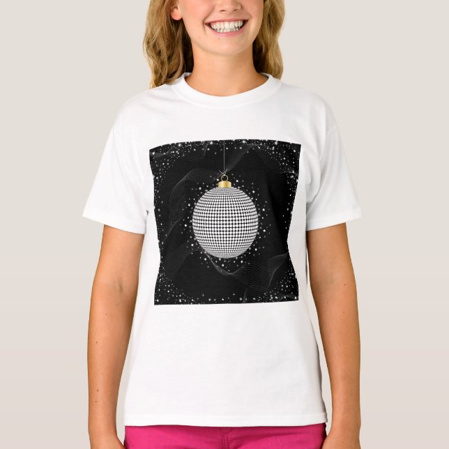T-shirt Elegant Disco Ball Christmas Ornament (Devant)