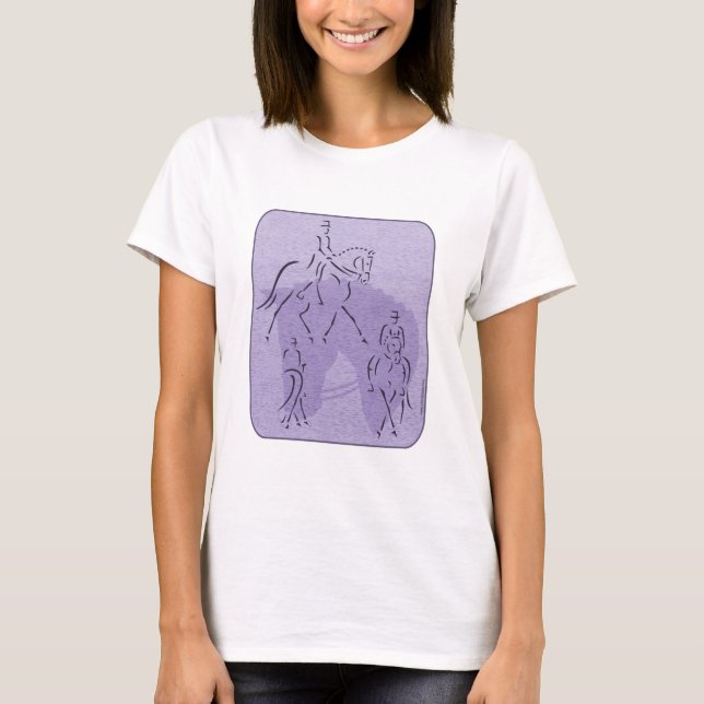 T-shirt Élégant Dressage Cheval Design en violet (Devant)
