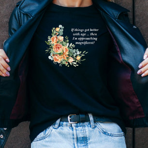 T-Shirt Élégant et Amusant Fleuris pour les 50 Ans