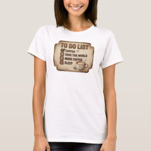 T-shirt Élégant et stylé rose CAFÉ D'ABORD SAUVER LE MONDE