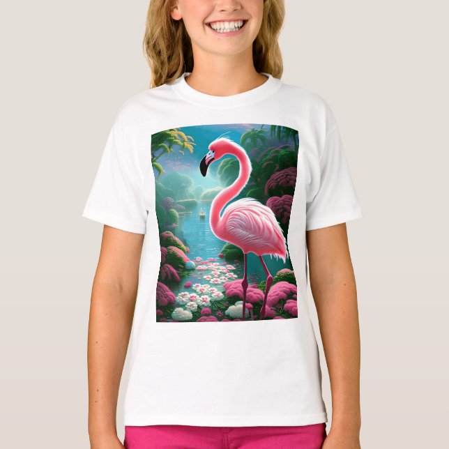 T-shirt Élégant Flamant rose tropical-70852 (Devant)