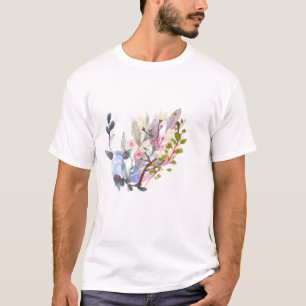 T-Shirt Élégant Fleur Botanique & Art de Feuille