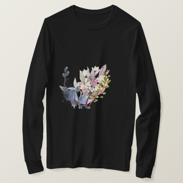 T-shirt Elegant Flower and Leaves Line Art | Minimal  (Design devant)