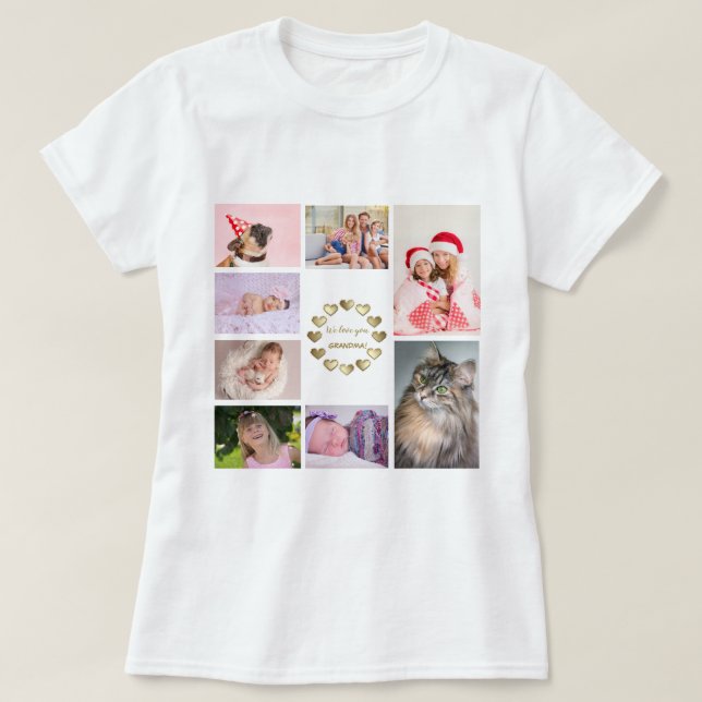 T-shirt Elegant Gold Family Photo Collage Fête des Mères (Design devant)