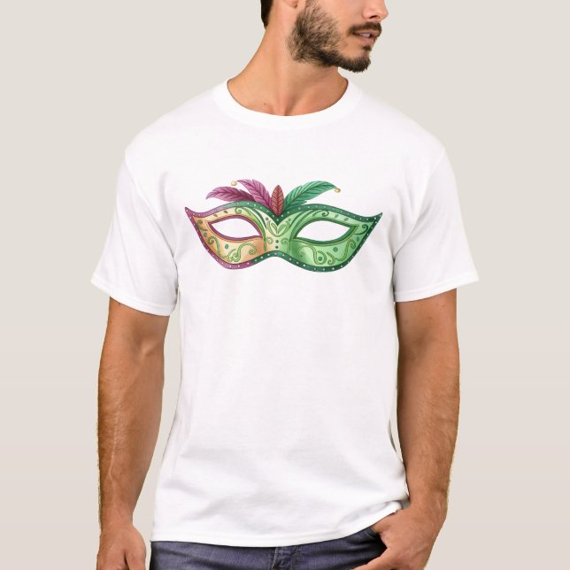 T-shirt Elegant Green and Gold Masquerade Mask (Devant)