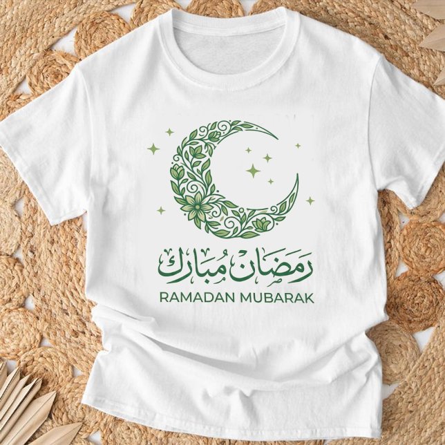 T-shirt Elegant Green Floral Crescent Ramadan Mubarak Arab (Créateur téléchargé)