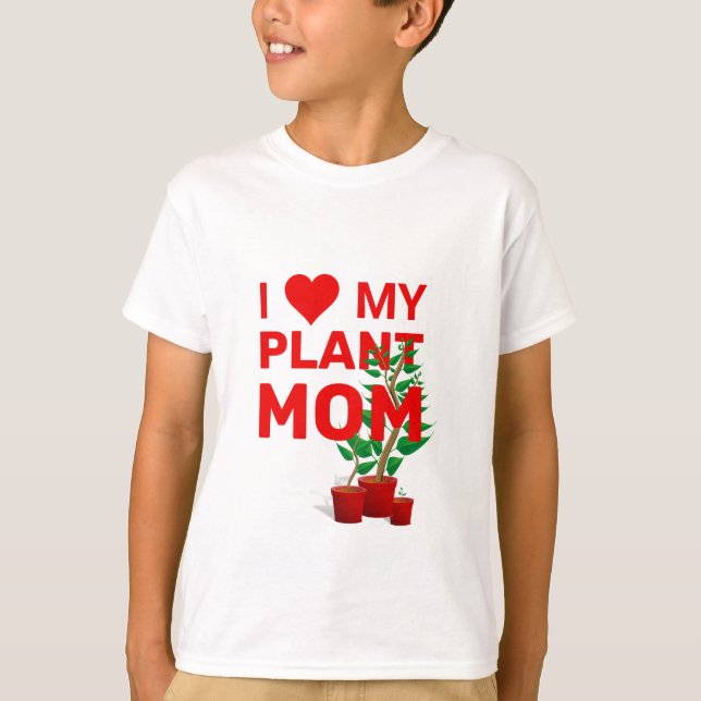 T-shirt Élégant J'AIME MA MÈRE PLANTE (Devant)