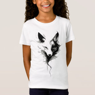 T-Shirt Elégant Loup blanc en encre noire