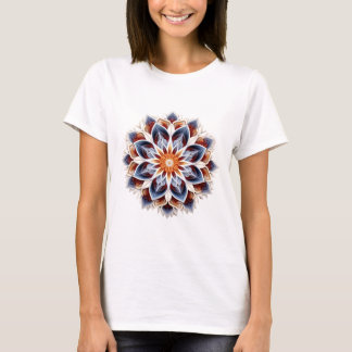 T-shirt Elégant Mandala Floral - Bleu et Or