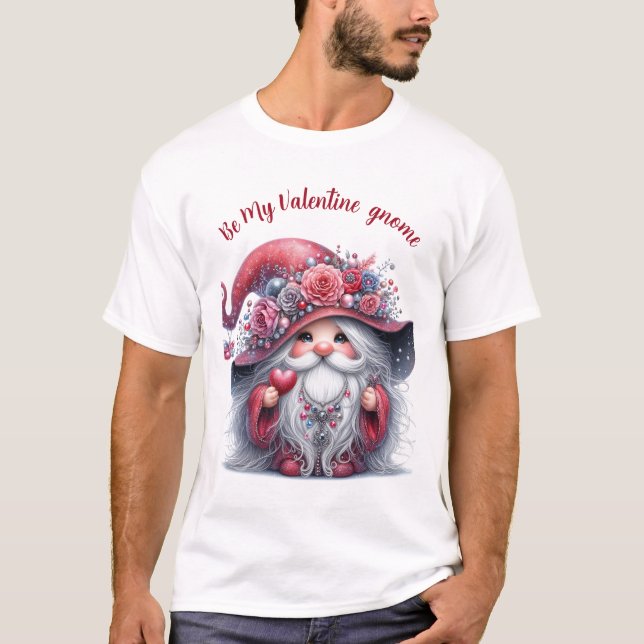 T-shirt Élégant mignon argent rouge valentine gnome (Devant)