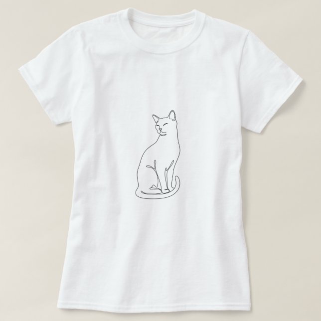 T-shirt Elegant Minimalist Continuous Line Cat Art Women's (Design devant)