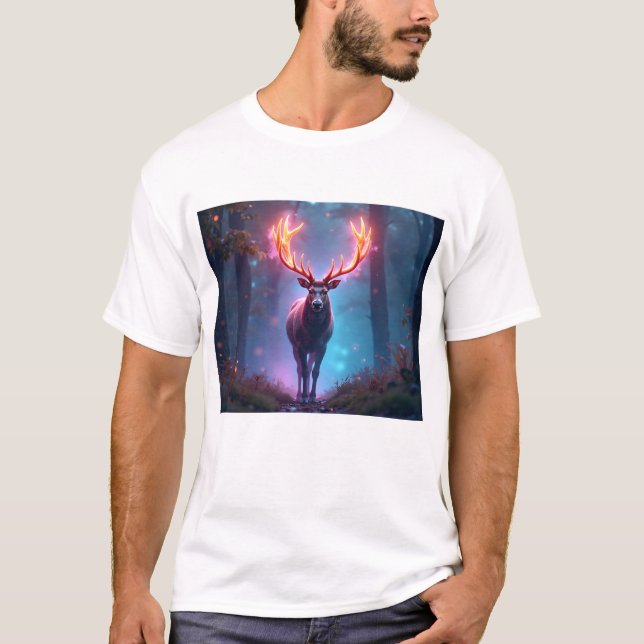 T-shirt Elegant Minimalist Line Art Deer (Devant)