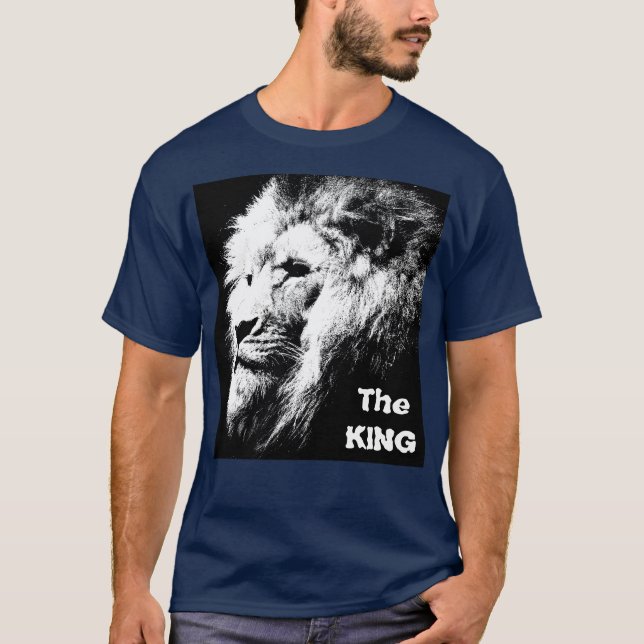 T-shirt Élégant moderne Le King Pop Art Lion Head Hommes (Devant)