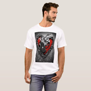 T-shirt Élégant Monochrome D'Art De Poignée Impression"