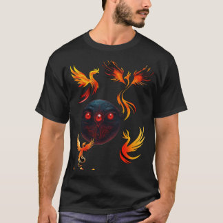 T-shirt Élégant Monogramme d'encre Phoenix et mystérieux