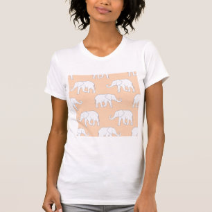 T-shirt Élégant motif éléphant blanc sur fond pastel doux