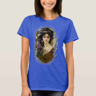 T-shirt Elégant Mucha Style Portrait d'une belle femme