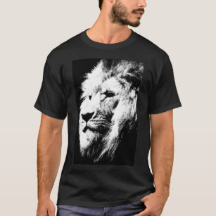 T-shirt Elégant Noir Blanc Pop Art Tête de Lion