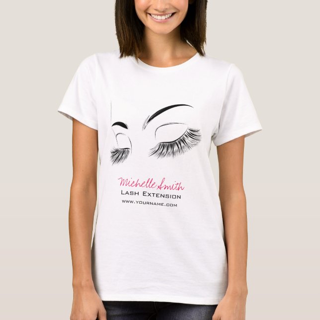 T-shirt Elégant noir et blanc Eyelashes Dessin Barre Lash (Devant)