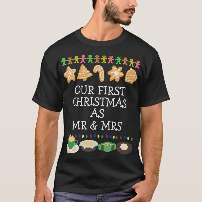 T-shirt Élégant Notre premier Noël en tant que M. et Mme C (Devant)