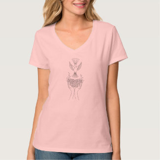 T-shirt Elégant Oiseau et Nest Line Art Femmes