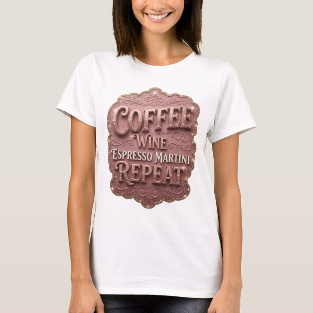 T-shirt Élégant Or CAFÉ VIN MARTINI EXPRESSO RÉPÉTER (Devant)