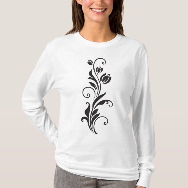 T-shirt Elegant Ornamental Floral Flower Art (Devant)