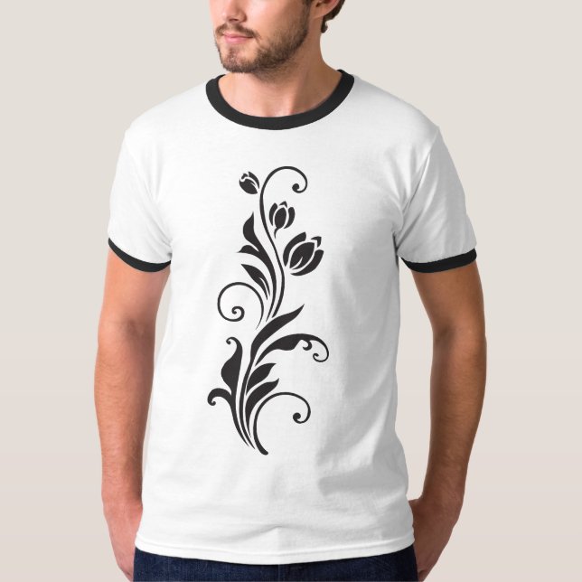 T-shirt Elegant Ornamental Floral Flower Art (Devant)