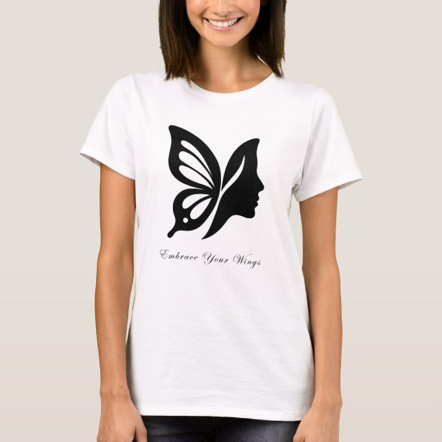 T-shirt Elégant Papillon & Face Silhouette Embrassez votre (Devant)