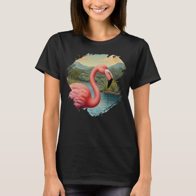 T-shirt Élégant paradis tropical flamand rose (Devant)